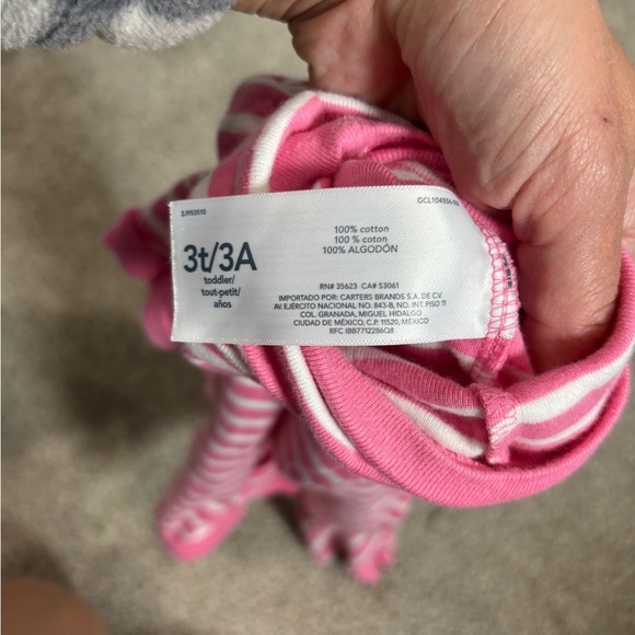 Carters 3T baby girl pink and white stripes pajama shorts romper zip up cotton - Picture 2 of 6